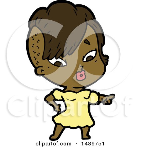 Cartoon Clipart Surprised Girl by lineartestpilot