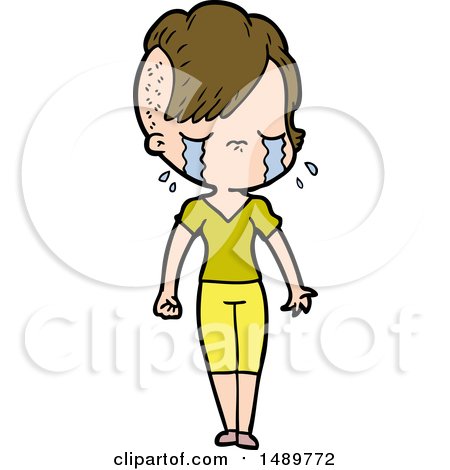 Cartoon Clipart Crying Girl by lineartestpilot