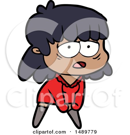 Cartoon Clipart Tired Woman by lineartestpilot