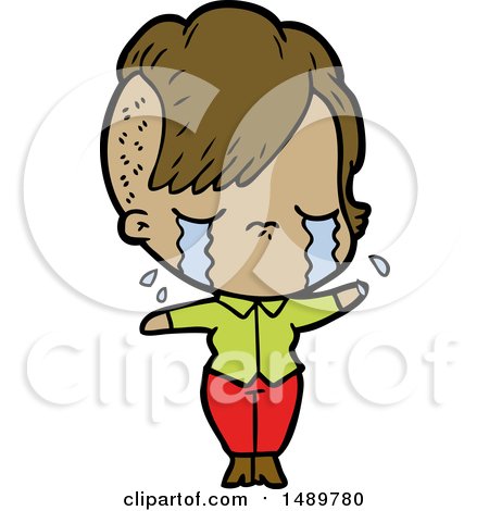Cartoon Clipart Crying Girl by lineartestpilot