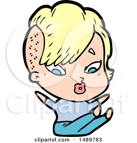 Cartoon Clipart Surprised Girl Falling over by lineartestpilot