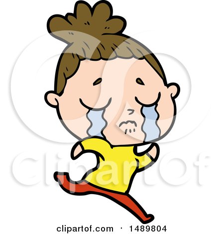 Cartoon Clipart Crying Woman Running Away by lineartestpilot
