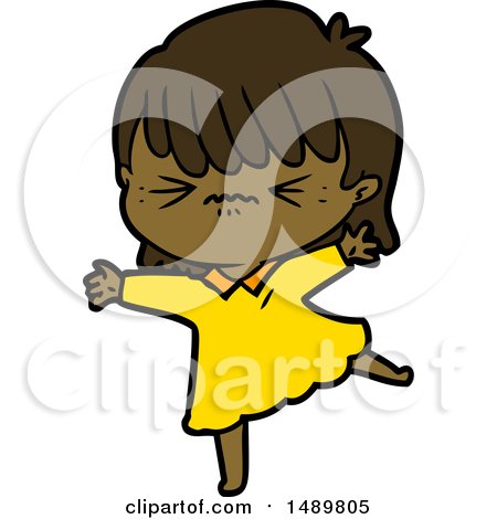 Stressed out Cartoon Clipart Girl by lineartestpilot
