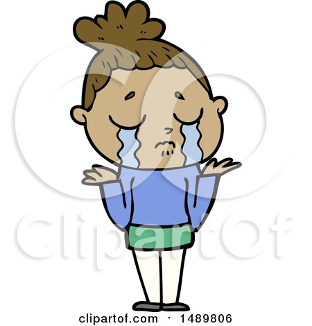 Cartoon Clipart Crying Woman Shrugging by lineartestpilot