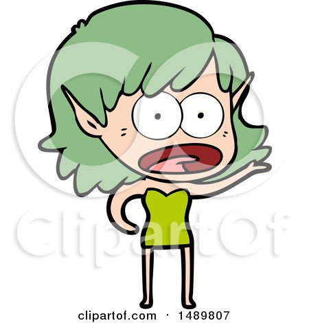 Cartoon Clipart Shocked Elf Girl by lineartestpilot