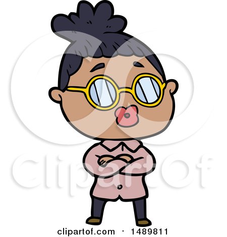 Cartoon Clipart Woman Wearing Spectacles by lineartestpilot