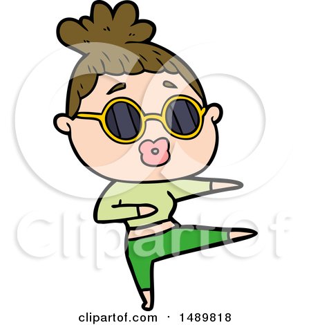 Cartoon Clipart Dancing Woman Wearing Sunglasses by lineartestpilot