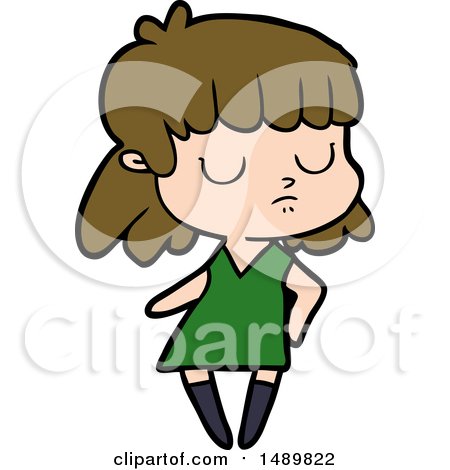 Cartoon Clipart Indifferent Woman by lineartestpilot