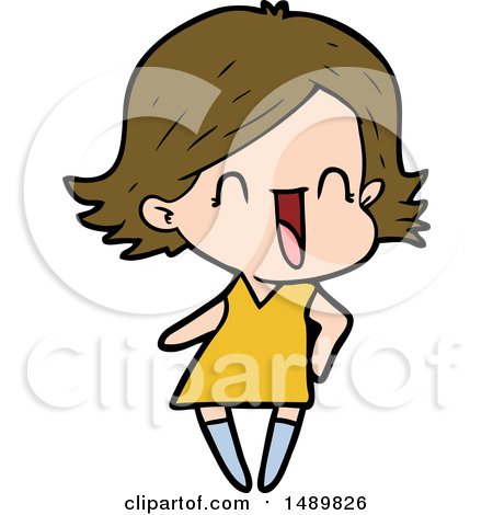 Cartoon Clipart Happy Woman by lineartestpilot