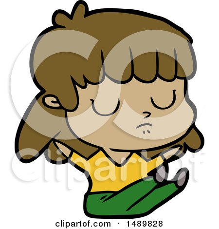 Cartoon Clipart Indifferent Woman Sitting by lineartestpilot
