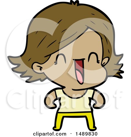 Cartoon Clipart Happy Woman by lineartestpilot