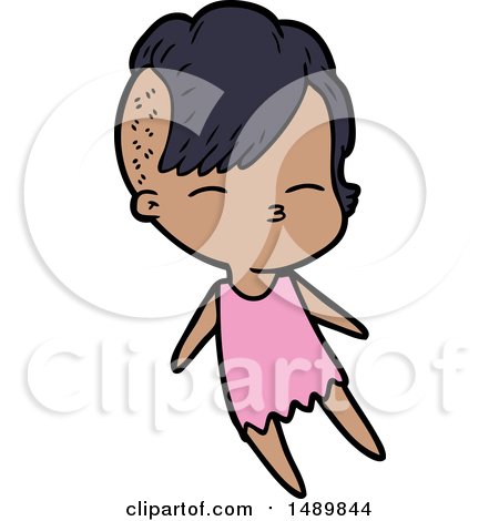 Cartoon Clipart Squinting Girl by lineartestpilot