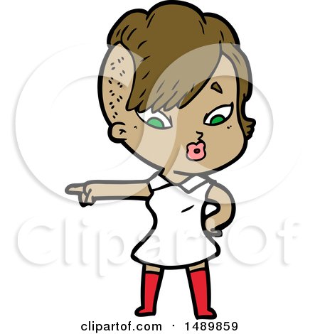 Cartoon Clipart Surprised Girl Pointing by lineartestpilot