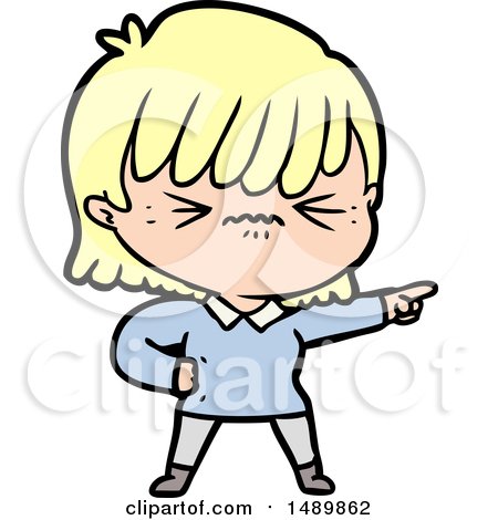 Annoyed Cartoon Clipart Girl Pointing by lineartestpilot