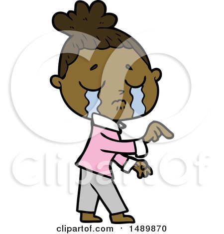 Cartoon Clipart Crying Woman Pointing by lineartestpilot