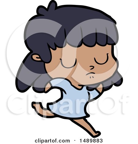 Cartoon Clipart Indifferent Woman Running by lineartestpilot