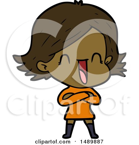 Cartoon Clipart Laughing Woman by lineartestpilot