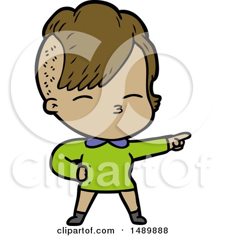 Cartoon Clipart Squinting Girl by lineartestpilot