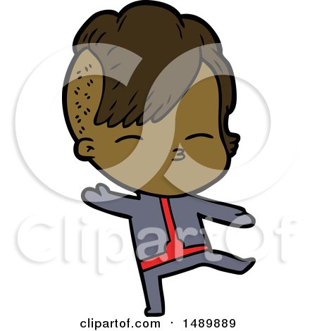 Cartoon Clipart Girl Wearing Futuristic Clothes by lineartestpilot