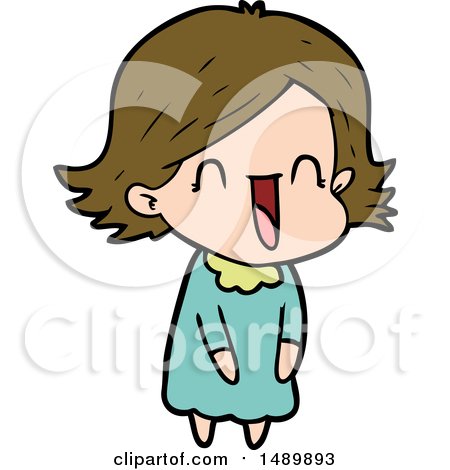 Cartoon Clipart Happy Woman by lineartestpilot