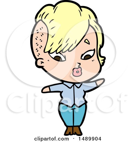 Cartoon Clipart Surprised Girl by lineartestpilot