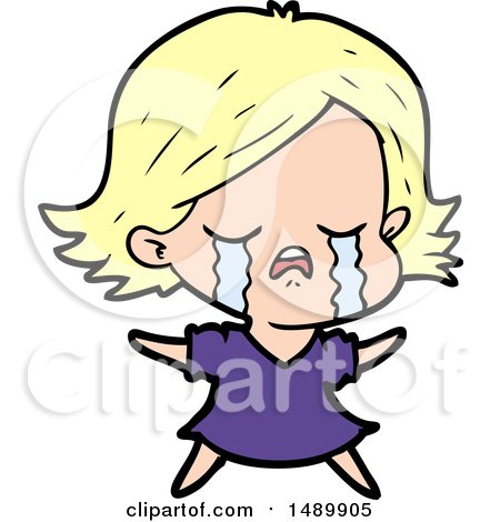 Cartoon Clipart Girl Crying by lineartestpilot