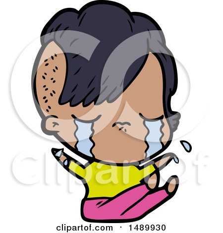 Cartoon Clipart Crying Girl by lineartestpilot