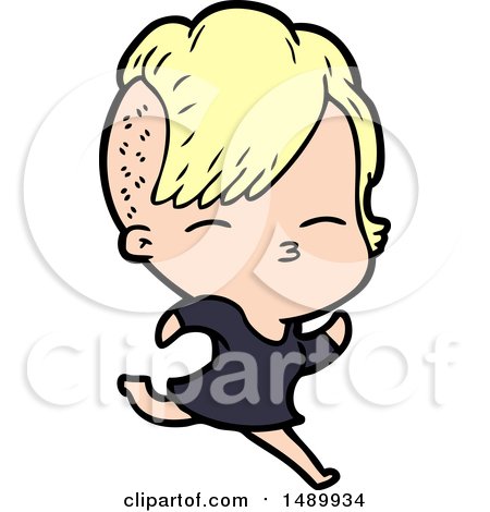 Cartoon Clipart Squinting Girl Running by lineartestpilot