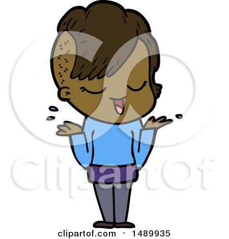 Happy Cartoon Clipart Girl by lineartestpilot