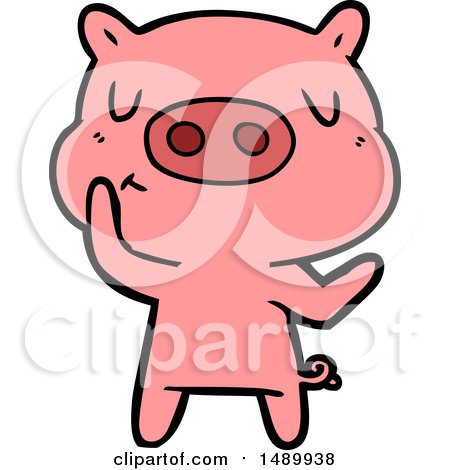 Clipart Cartoon Content Pig by lineartestpilot