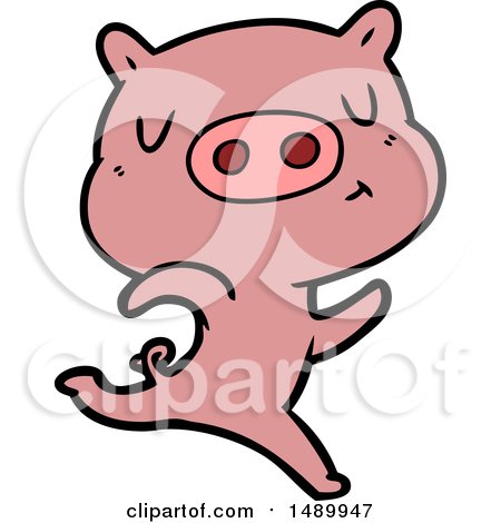 Clipart Cartoon Content Pig Running by lineartestpilot