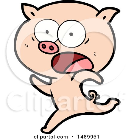Clipart Cartoon Pig Running by lineartestpilot