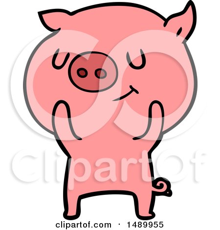 Clipart Happy Cartoon Pig by lineartestpilot