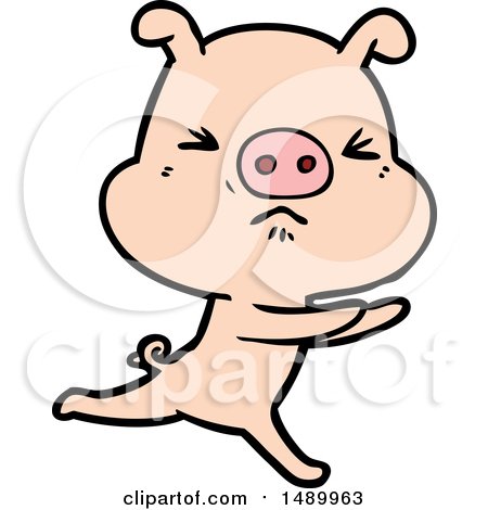 Clipart Cartoon Annoyed Pig Running by lineartestpilot