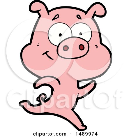 Clipart Happy Cartoon Pig Running by lineartestpilot