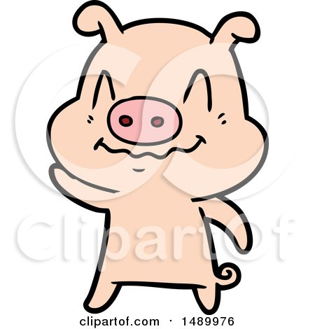 Clipart Nervous Cartoon Pig by lineartestpilot