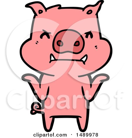 Clipart Angry Cartoon Pig Shrugging Shoulders by lineartestpilot
