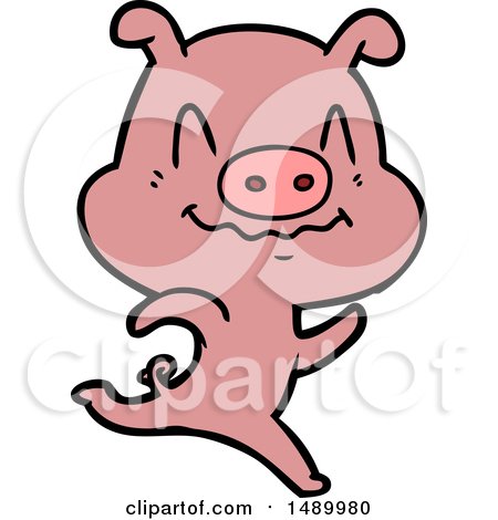 Clipart Nervous Cartoon Pig by lineartestpilot