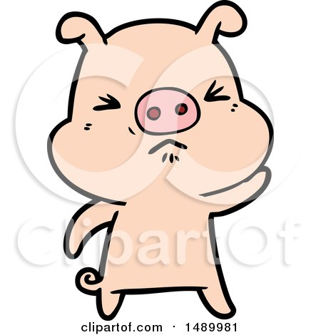 Clipart Cartoon Grumpy Pig by lineartestpilot