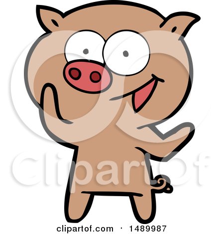 Clipart Cheerful Pig Cartoon by lineartestpilot