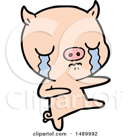 Clipart Cartoon Pig Crying by lineartestpilot