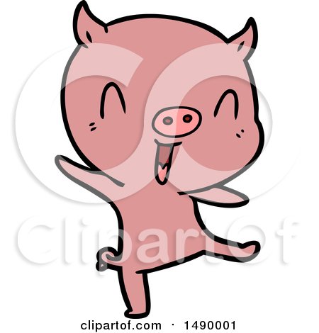 Clipart Cartoon Pig Dancing by lineartestpilot