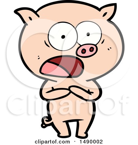 Clipart Cartoon Pig Shouting by lineartestpilot