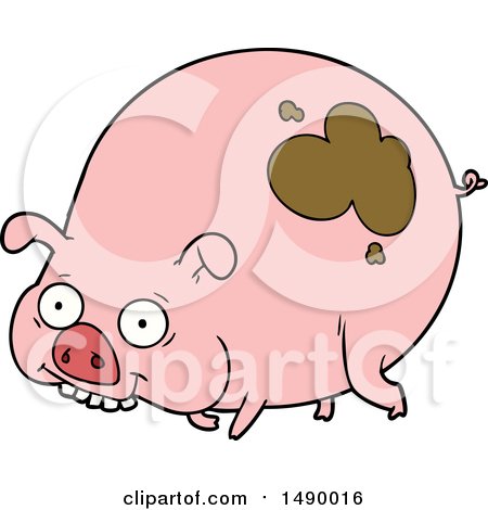 Clipart Cartoon Muddy Pig by lineartestpilot