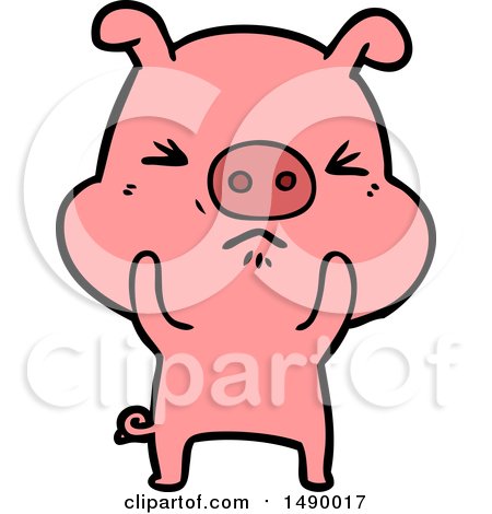 Clipart Cartoon Angry Pig by lineartestpilot