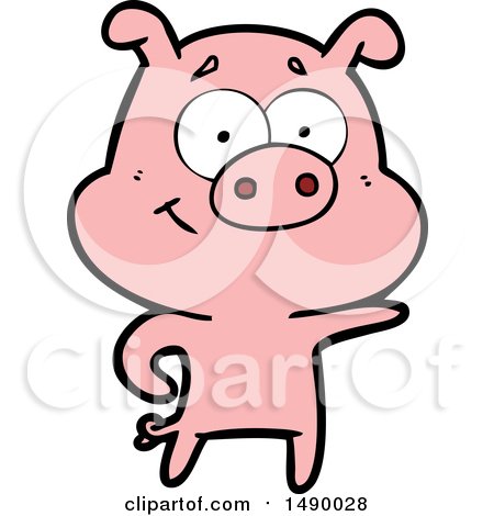Clipart Cartoon Pig Pointing by lineartestpilot