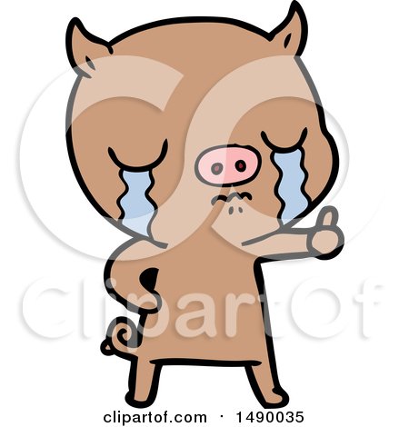 Clipart Cartoon Pig Crying by lineartestpilot