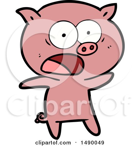 Clipart Cartoon Pig Shouting by lineartestpilot