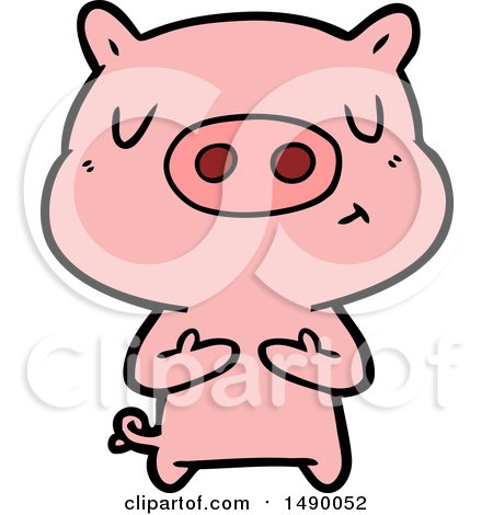 Clipart Cartoon Content Pig by lineartestpilot