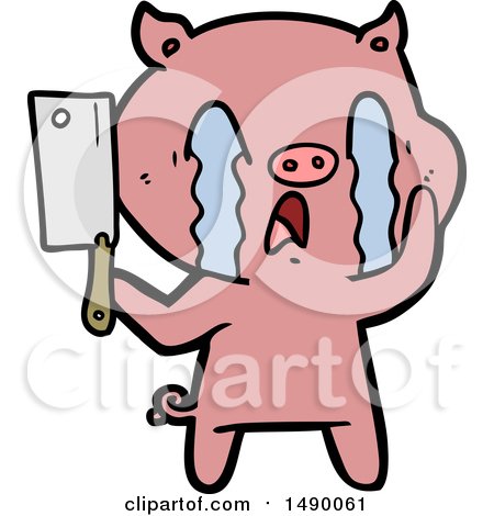 Clipart Crying Pig Cartoon by lineartestpilot
